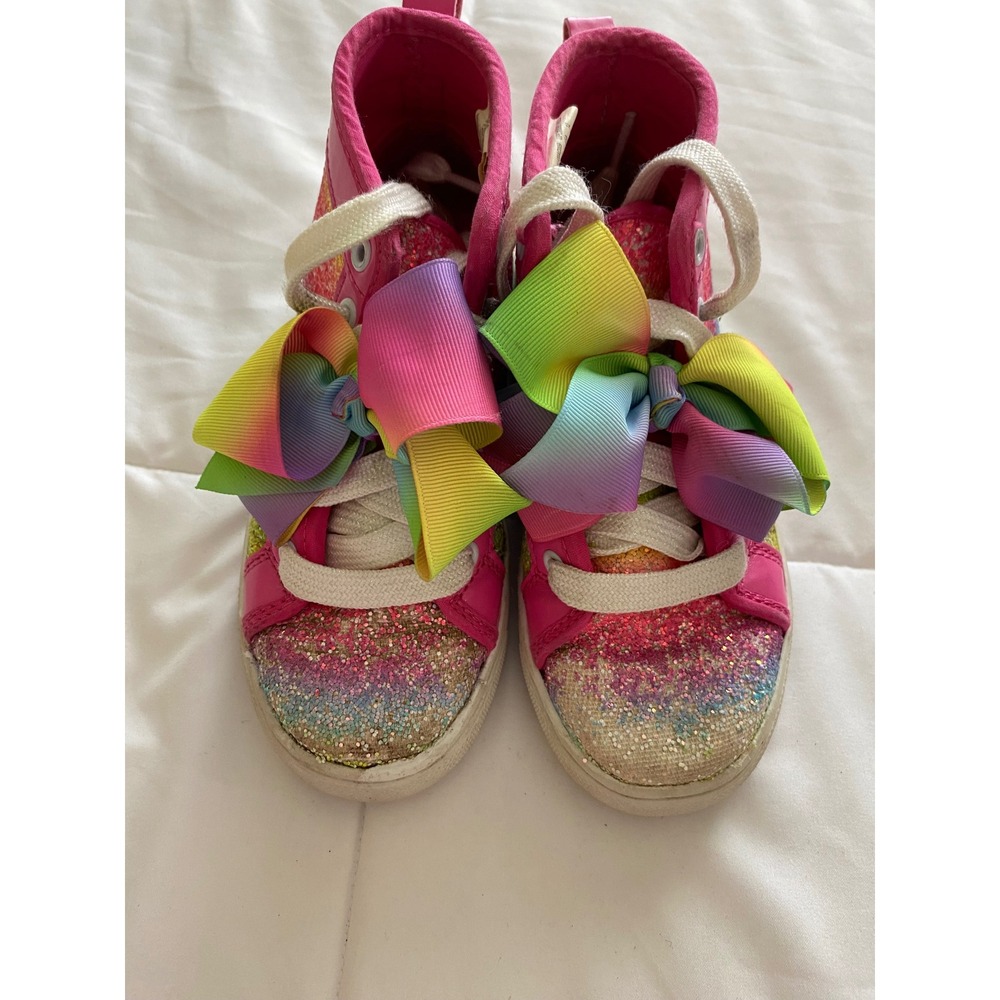 JoJo Siwa High Top Sneakers Kids Size 12 Pink Rainbow Glitter Ombre Bow Shoes